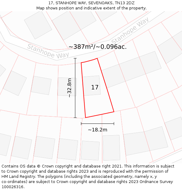 17, STANHOPE WAY, SEVENOAKS, TN13 2DZ: Plot and title map