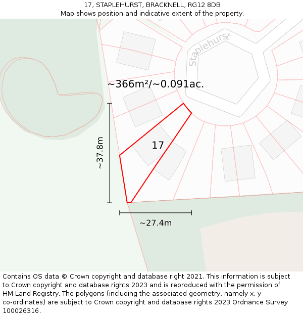 17, STAPLEHURST, BRACKNELL, RG12 8DB: Plot and title map