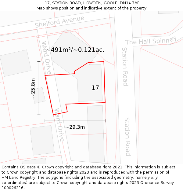 17, STATION ROAD, HOWDEN, GOOLE, DN14 7AF: Plot and title map