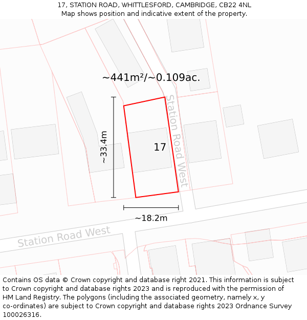 17, STATION ROAD, WHITTLESFORD, CAMBRIDGE, CB22 4NL: Plot and title map