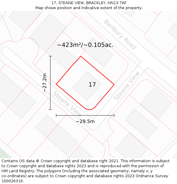 17, STEANE VIEW, BRACKLEY, NN13 7AF: Plot and title map