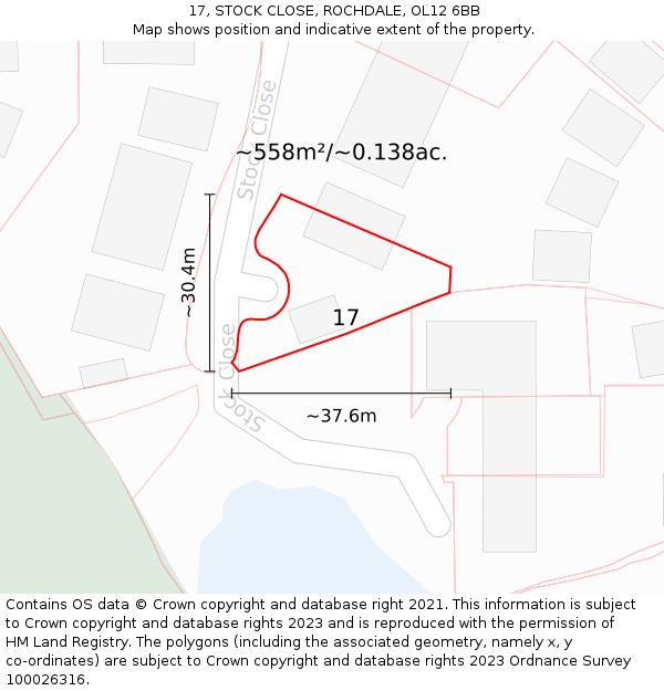 17, STOCK CLOSE, ROCHDALE, OL12 6BB: Plot and title map