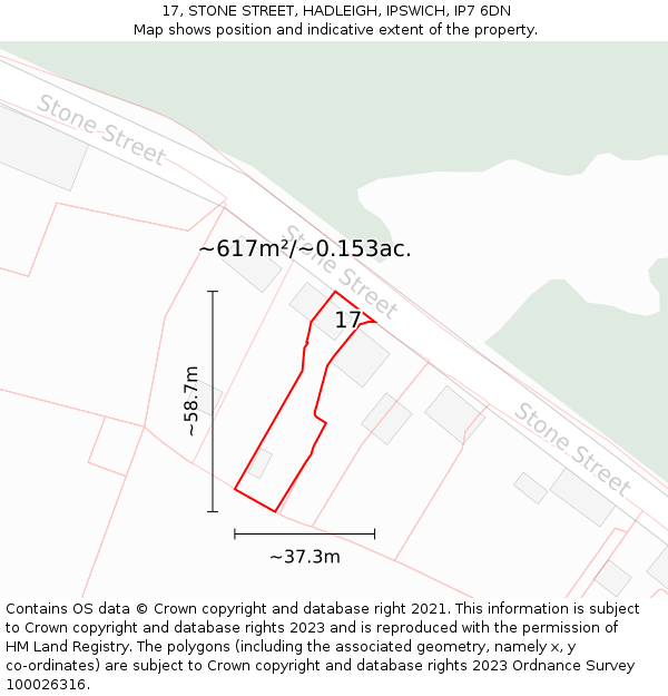 17, STONE STREET, HADLEIGH, IPSWICH, IP7 6DN: Plot and title map