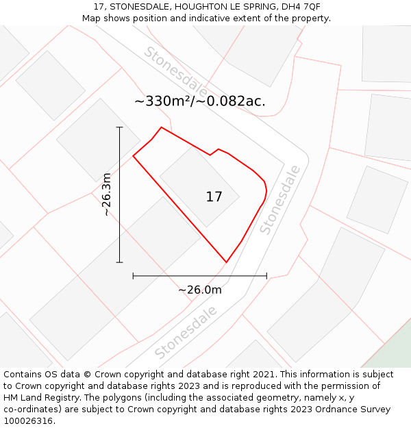 17, STONESDALE, HOUGHTON LE SPRING, DH4 7QF: Plot and title map