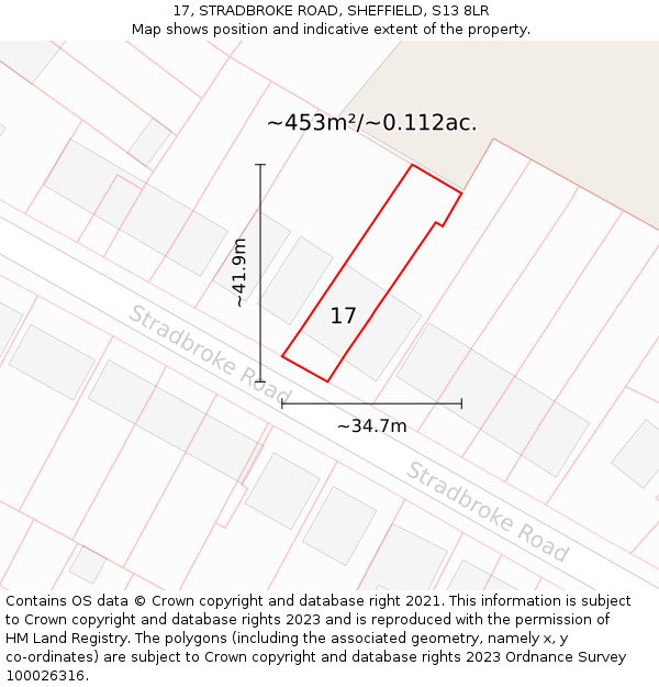 17, STRADBROKE ROAD, SHEFFIELD, S13 8LR: Plot and title map