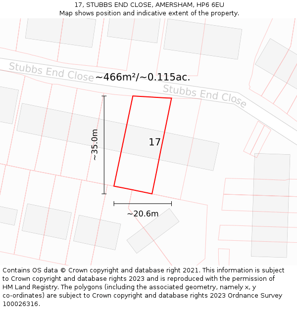 17, STUBBS END CLOSE, AMERSHAM, HP6 6EU: Plot and title map