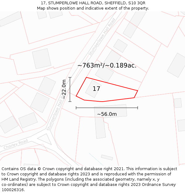 17, STUMPERLOWE HALL ROAD, SHEFFIELD, S10 3QR: Plot and title map