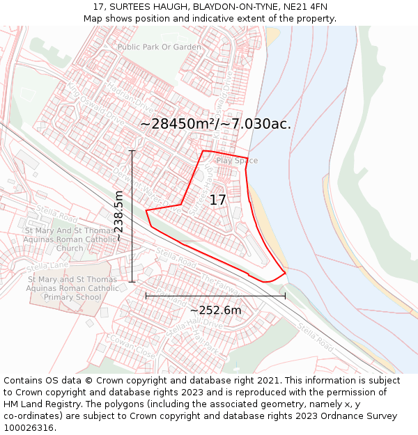 17, SURTEES HAUGH, BLAYDON-ON-TYNE, NE21 4FN: Plot and title map