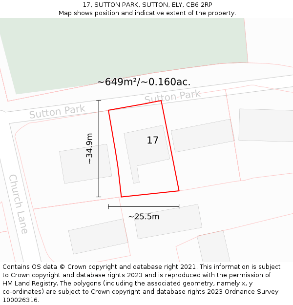 17, SUTTON PARK, SUTTON, ELY, CB6 2RP: Plot and title map