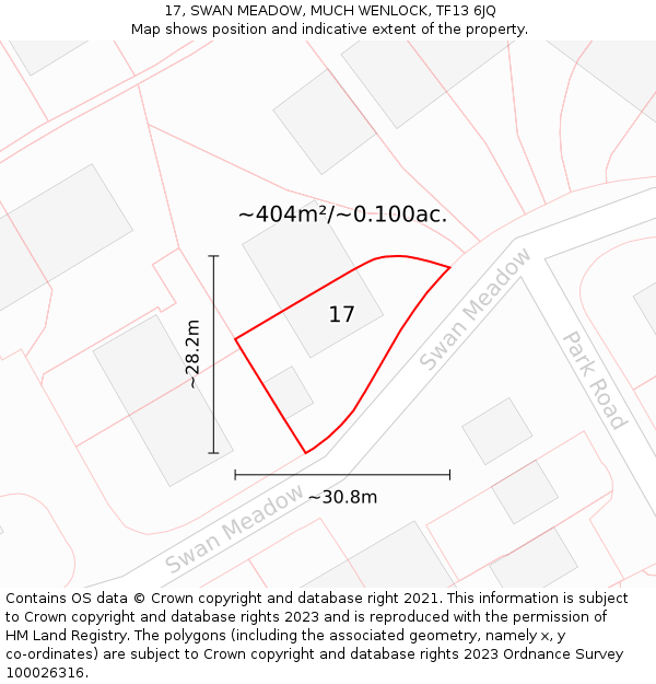 17, SWAN MEADOW, MUCH WENLOCK, TF13 6JQ: Plot and title map