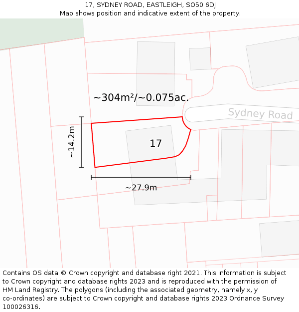 17, SYDNEY ROAD, EASTLEIGH, SO50 6DJ: Plot and title map