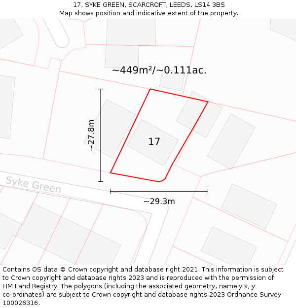 17, SYKE GREEN, SCARCROFT, LEEDS, LS14 3BS: Plot and title map