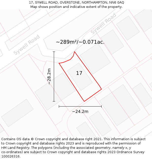 17, SYWELL ROAD, OVERSTONE, NORTHAMPTON, NN6 0AQ: Plot and title map