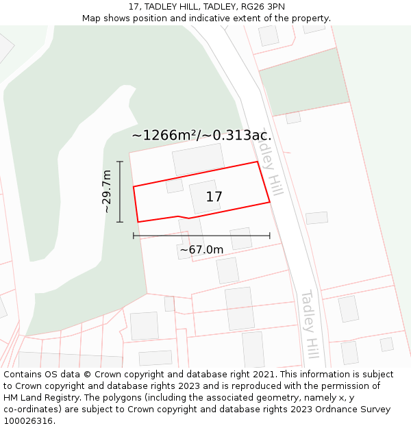 17, TADLEY HILL, TADLEY, RG26 3PN: Plot and title map