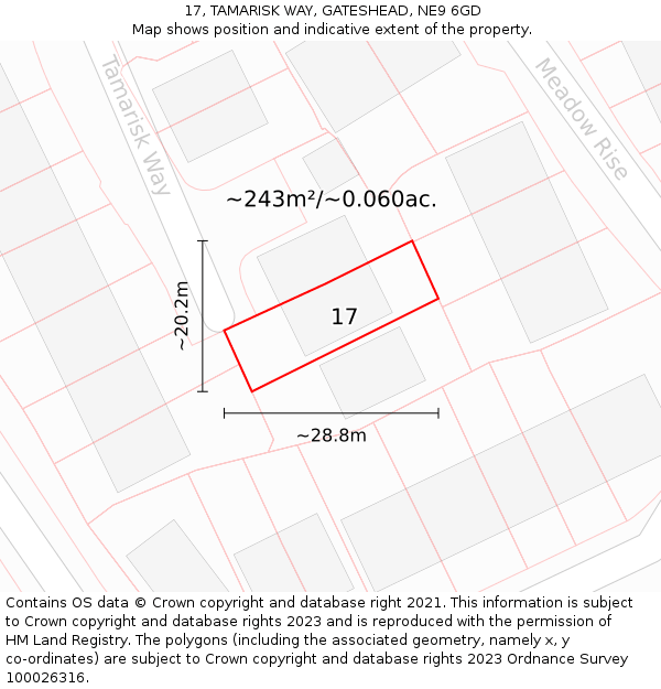 17, TAMARISK WAY, GATESHEAD, NE9 6GD: Plot and title map