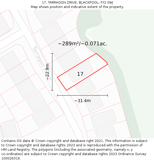 17, TARRAGON DRIVE, BLACKPOOL, FY2 0WJ: Plot and title map