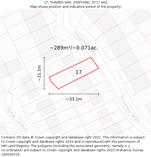 17, THAMES WAY, STAFFORD, ST17 9AZ: Plot and title map