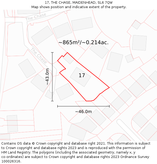 17, THE CHASE, MAIDENHEAD, SL6 7QW: Plot and title map