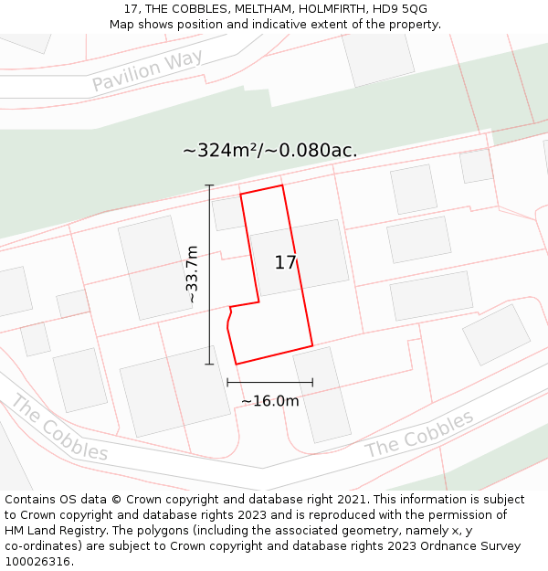 17, THE COBBLES, MELTHAM, HOLMFIRTH, HD9 5QG: Plot and title map