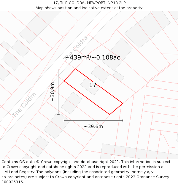 17, THE COLDRA, NEWPORT, NP18 2LP: Plot and title map