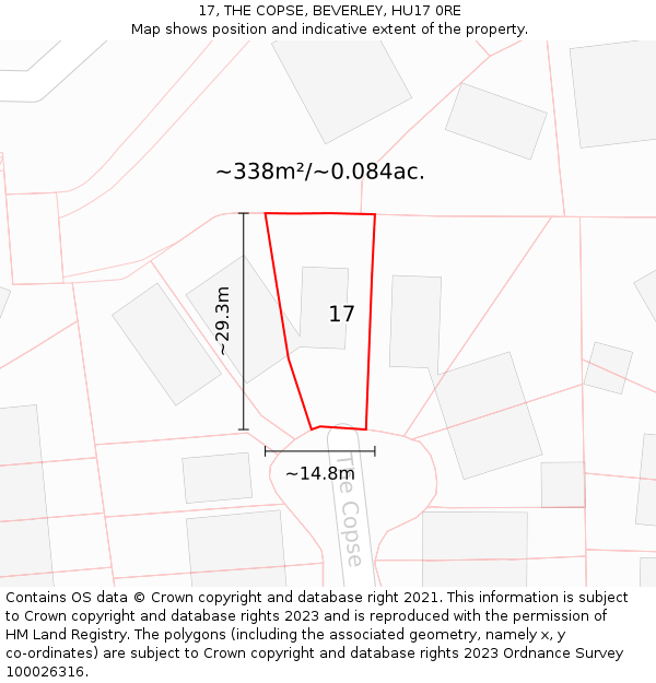 17, THE COPSE, BEVERLEY, HU17 0RE: Plot and title map