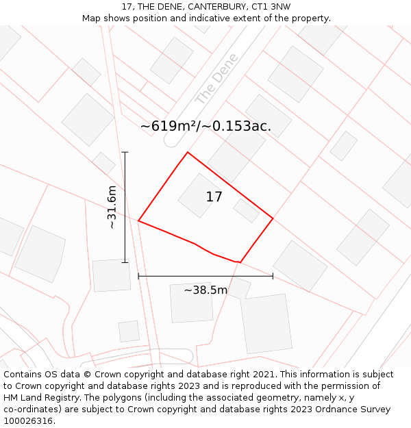 17, THE DENE, CANTERBURY, CT1 3NW: Plot and title map