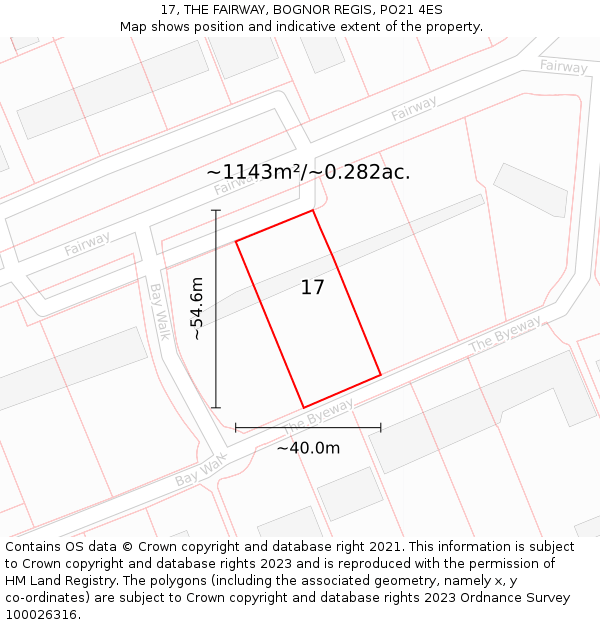 17, THE FAIRWAY, BOGNOR REGIS, PO21 4ES: Plot and title map