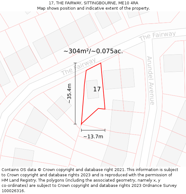 17, THE FAIRWAY, SITTINGBOURNE, ME10 4RA: Plot and title map