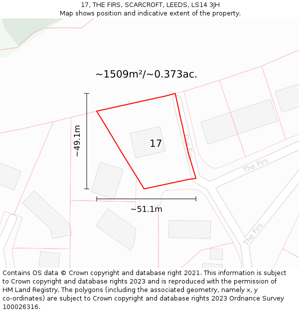 17, THE FIRS, SCARCROFT, LEEDS, LS14 3JH: Plot and title map