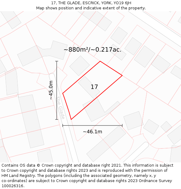 17, THE GLADE, ESCRICK, YORK, YO19 6JH: Plot and title map