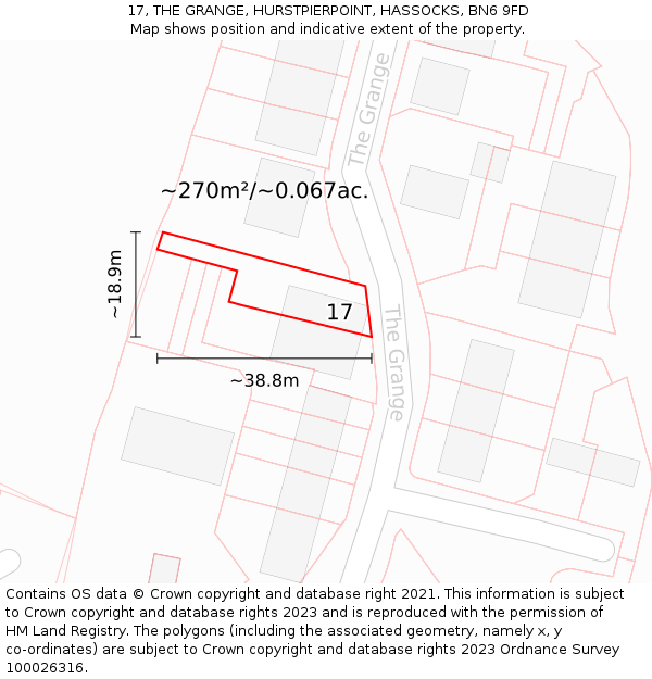 17, THE GRANGE, HURSTPIERPOINT, HASSOCKS, BN6 9FD: Plot and title map