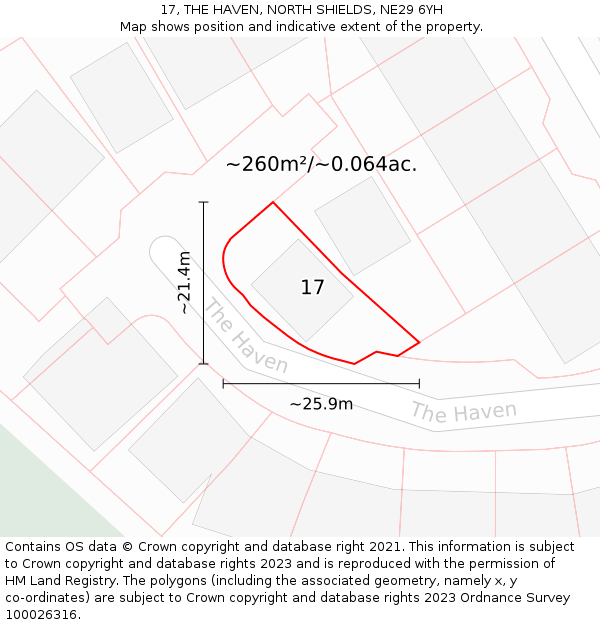 17, THE HAVEN, NORTH SHIELDS, NE29 6YH: Plot and title map