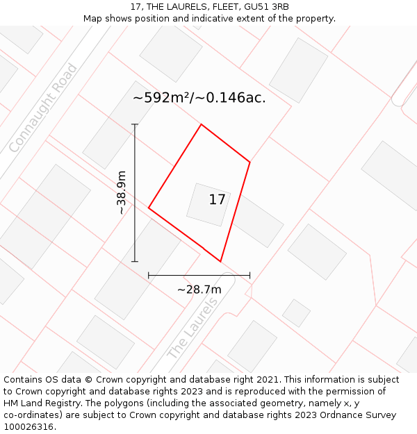 17, THE LAURELS, FLEET, GU51 3RB: Plot and title map