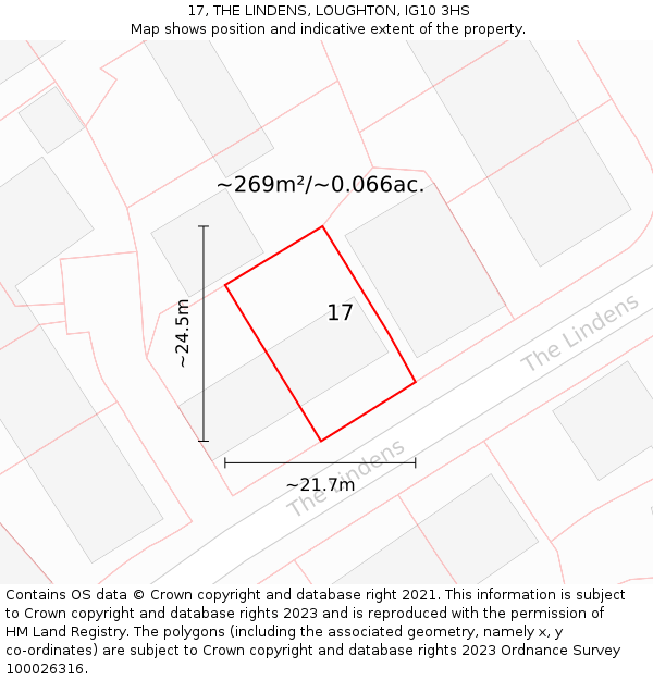 17, THE LINDENS, LOUGHTON, IG10 3HS: Plot and title map