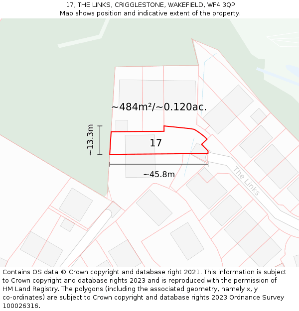 17, THE LINKS, CRIGGLESTONE, WAKEFIELD, WF4 3QP: Plot and title map