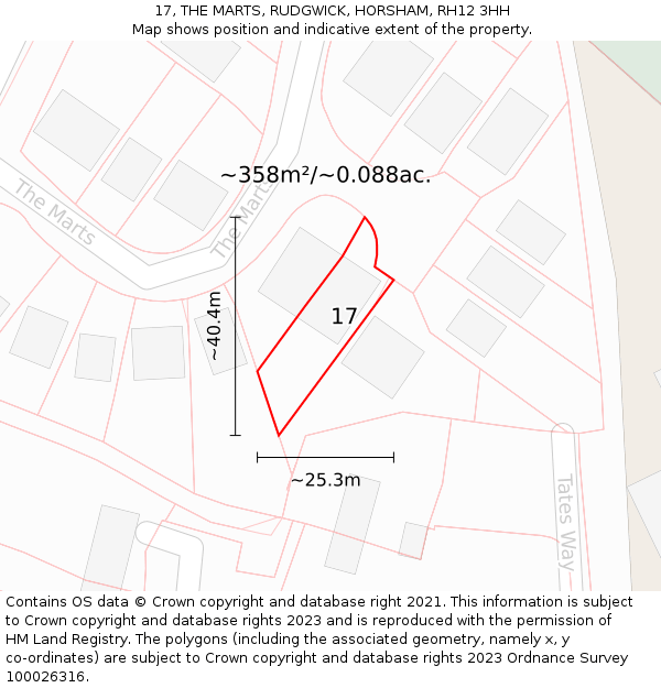 17, THE MARTS, RUDGWICK, HORSHAM, RH12 3HH: Plot and title map