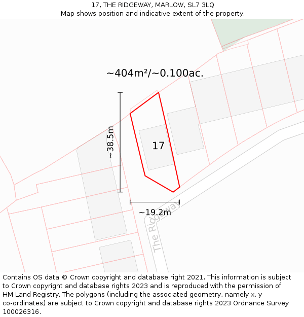 17, THE RIDGEWAY, MARLOW, SL7 3LQ: Plot and title map