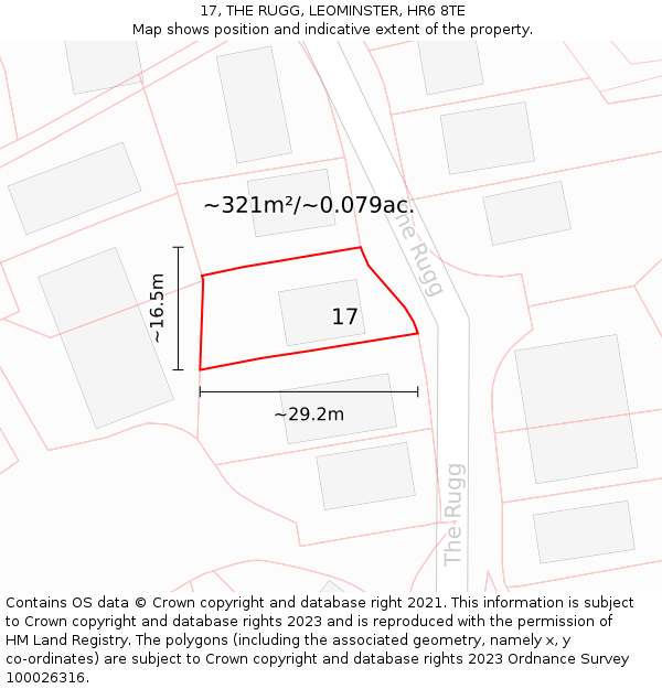 17, THE RUGG, LEOMINSTER, HR6 8TE: Plot and title map