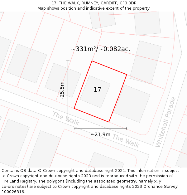 17, THE WALK, RUMNEY, CARDIFF, CF3 3DP: Plot and title map