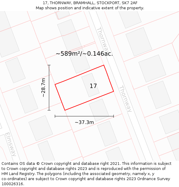 17, THORNWAY, BRAMHALL, STOCKPORT, SK7 2AF: Plot and title map