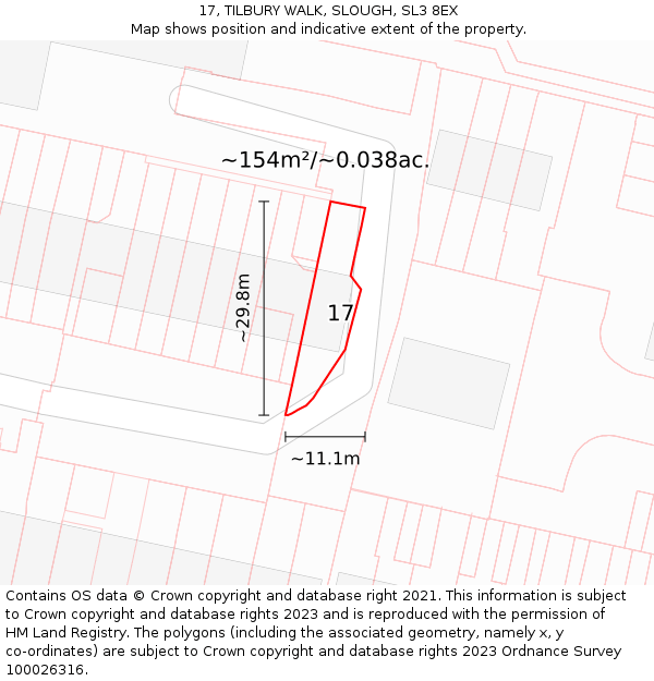 17, TILBURY WALK, SLOUGH, SL3 8EX: Plot and title map