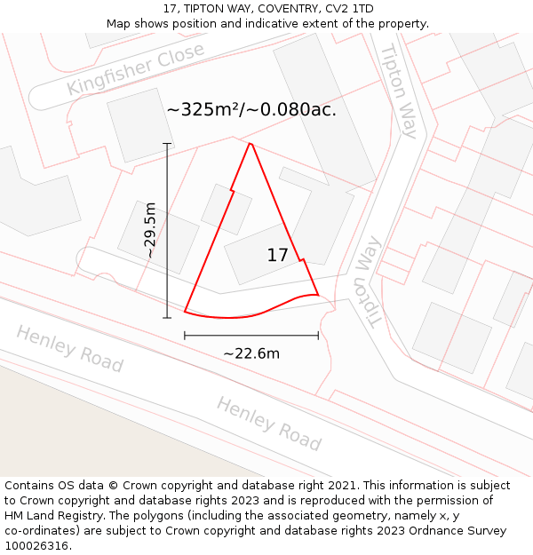 17, TIPTON WAY, COVENTRY, CV2 1TD: Plot and title map