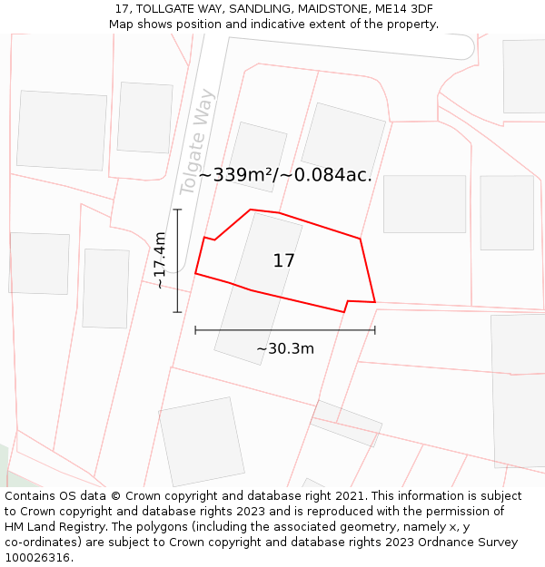 17, TOLLGATE WAY, SANDLING, MAIDSTONE, ME14 3DF: Plot and title map