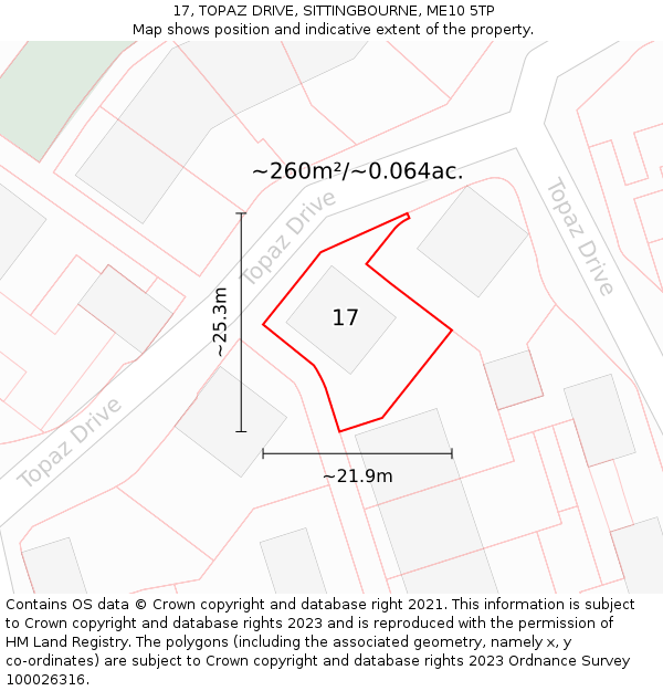 17, TOPAZ DRIVE, SITTINGBOURNE, ME10 5TP: Plot and title map