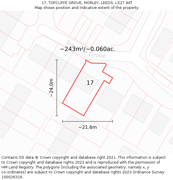 17, TOPCLIFFE GROVE, MORLEY, LEEDS, LS27 9AT: Plot and title map