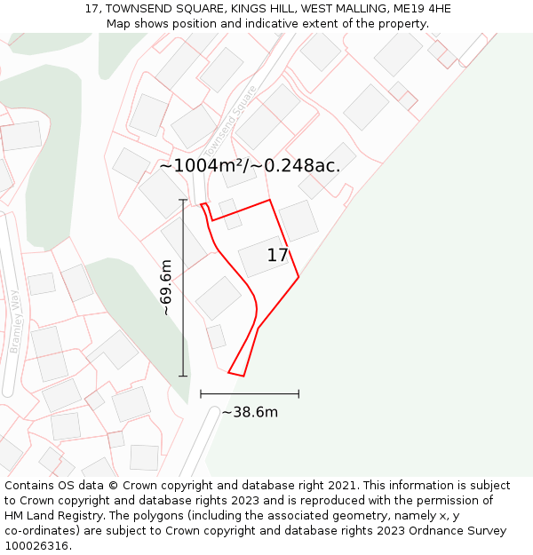 17, TOWNSEND SQUARE, KINGS HILL, WEST MALLING, ME19 4HE: Plot and title map