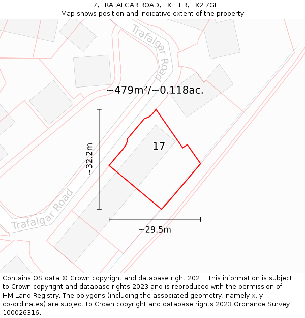 17, TRAFALGAR ROAD, EXETER, EX2 7GF: Plot and title map