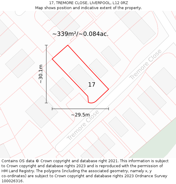 17, TREMORE CLOSE, LIVERPOOL, L12 0RZ: Plot and title map