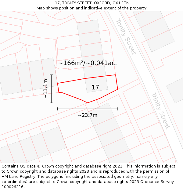 17, TRINITY STREET, OXFORD, OX1 1TN: Plot and title map