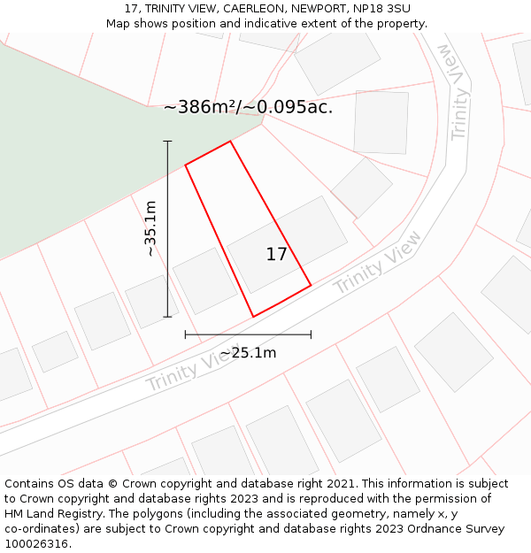 17, TRINITY VIEW, CAERLEON, NEWPORT, NP18 3SU: Plot and title map